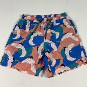 SAXX Swim Shorts Mens Medium Multicolor Crane Print Lined Trunks Cannonball 2N1